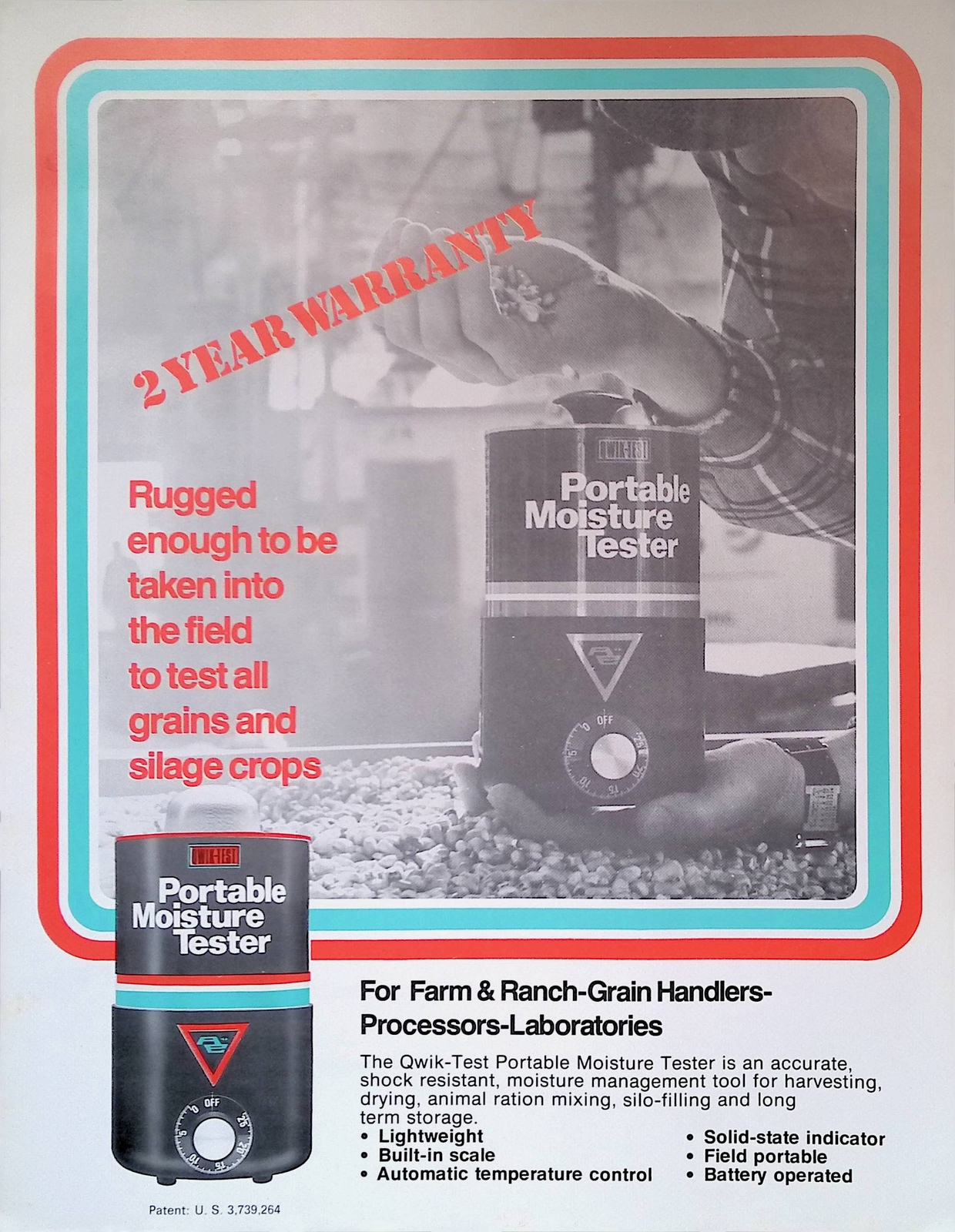 Vintage Farm Advertisement Spec Sheet Portable Moisture Tester for Farm and Ranc