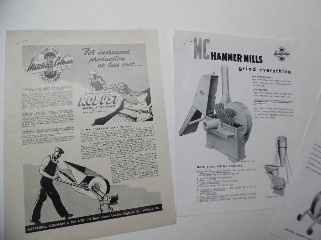 c.1940s Mitchell Colman & Co Ltd Robust Cutter Chopper Hammer Mill Brochure UK
