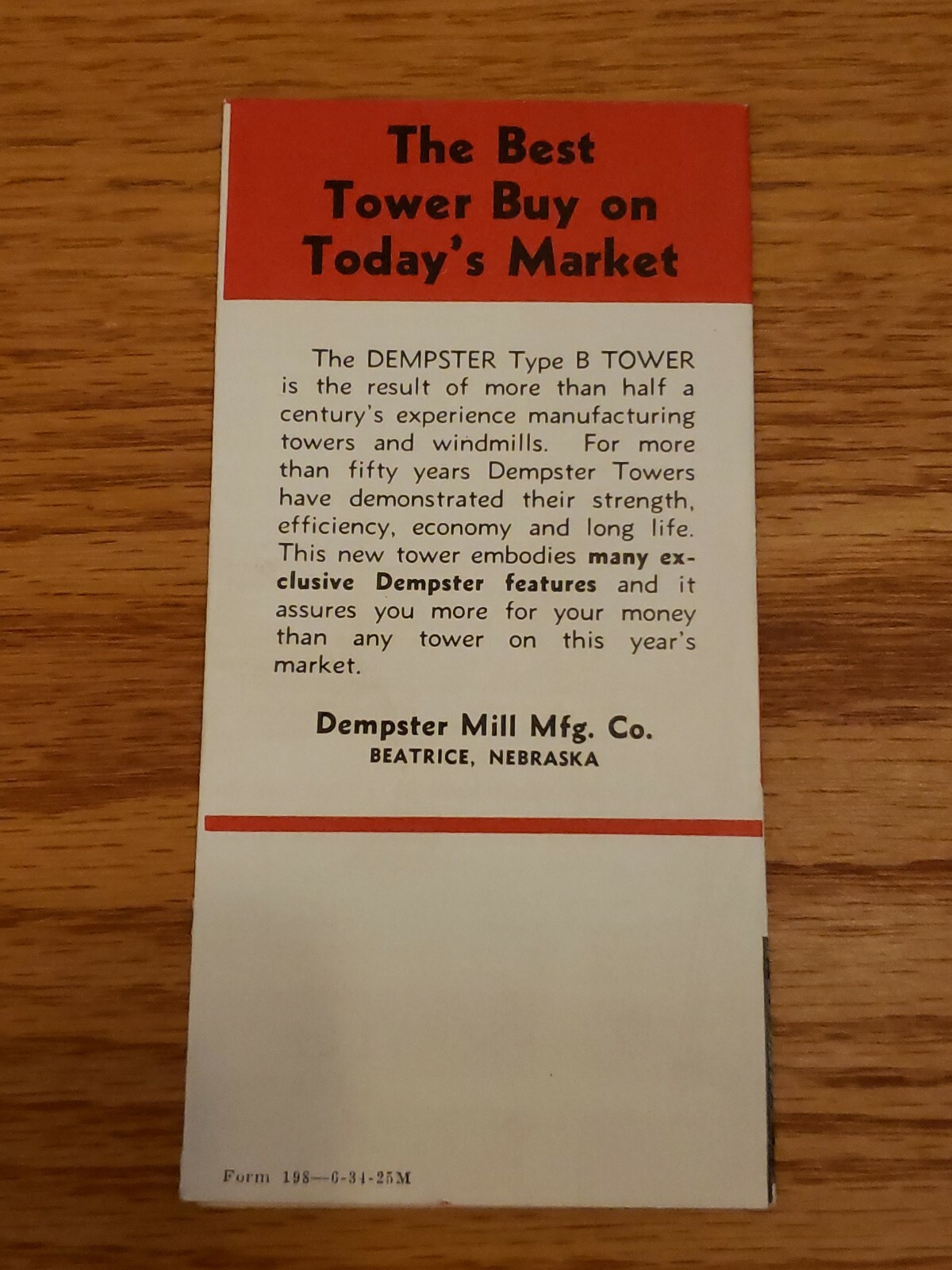 Dempster Windmill Type B Tower Brochure Advertising Beatrice NE Nebr Nebraska