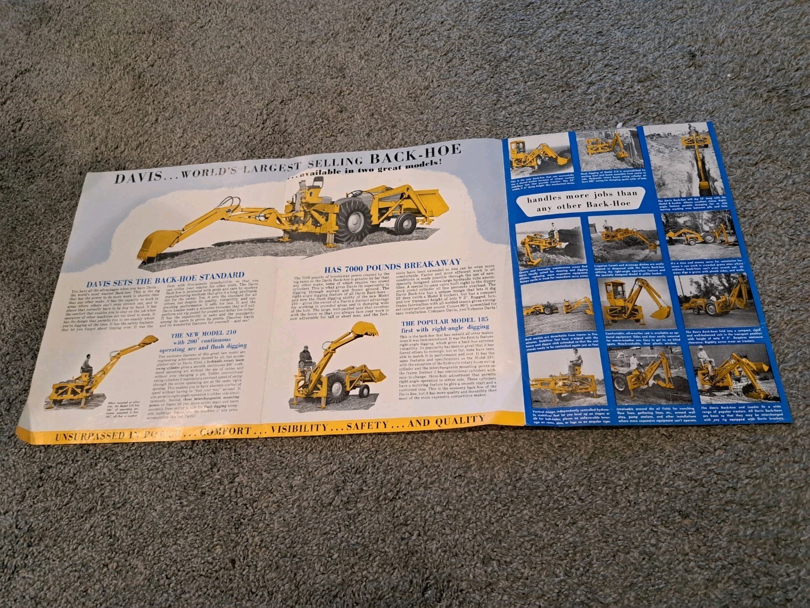Vintage Davis Backhoe Back-Hoe Sales Brochure Mid-Western Industries