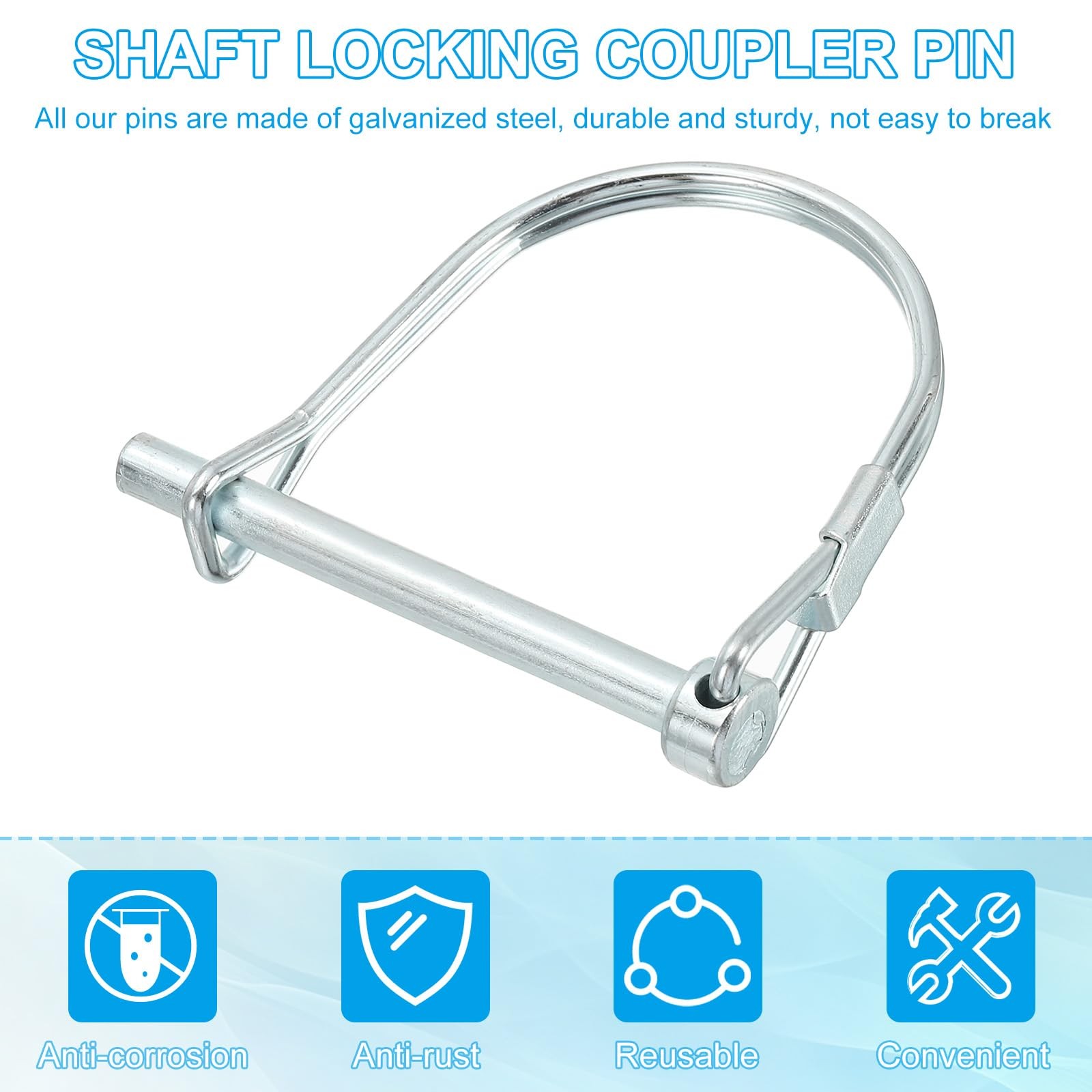 PATIKIL Trailer Coupler Pin 3/16×1-5/8×1.38 (D*L*IW) 6 Pcs Wire 3/16×1-5/8×1.38&Prime;