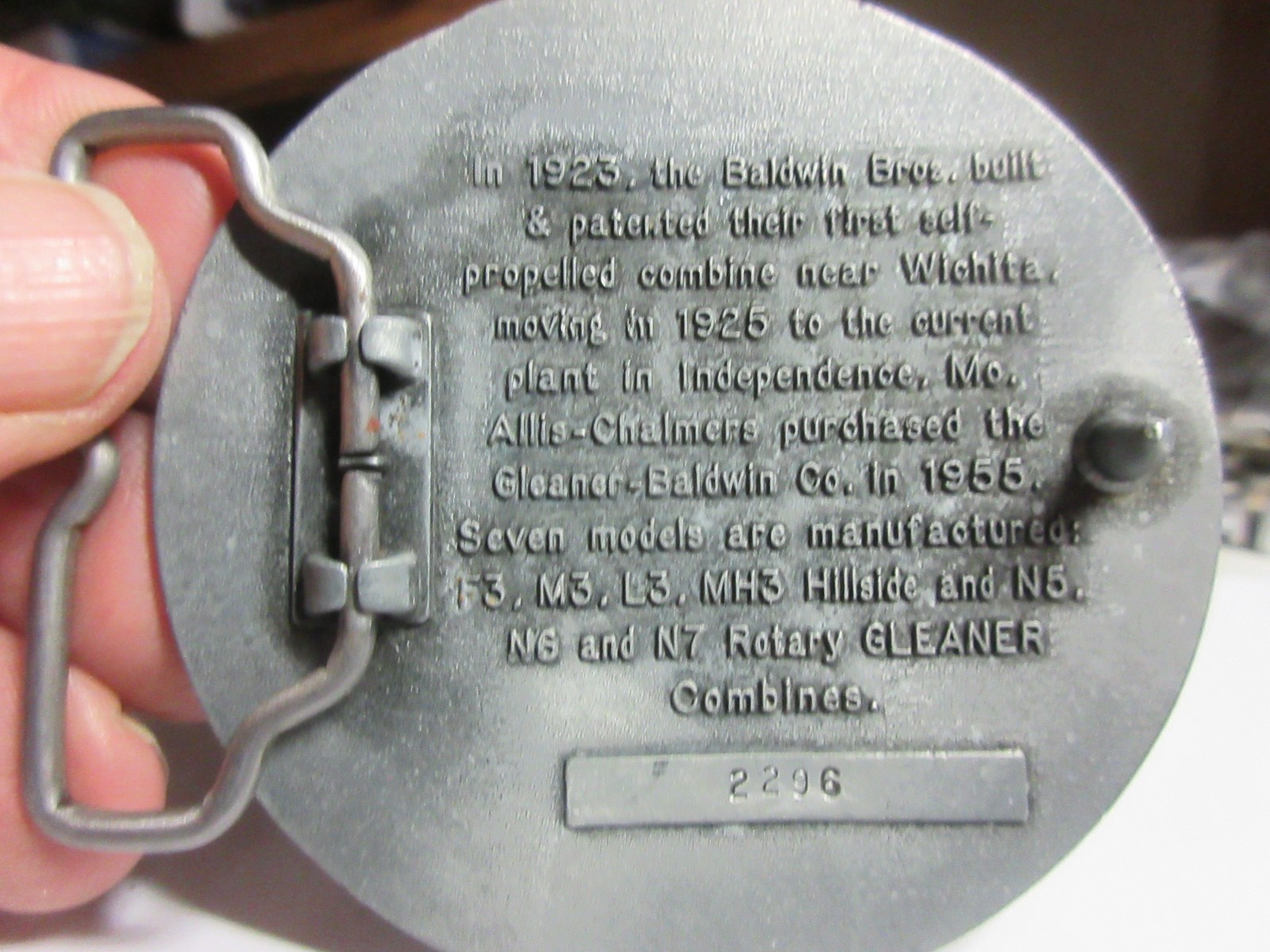 Vintage 1983 60th Anniversary GLEANER COMBINES belt buckle, never worn