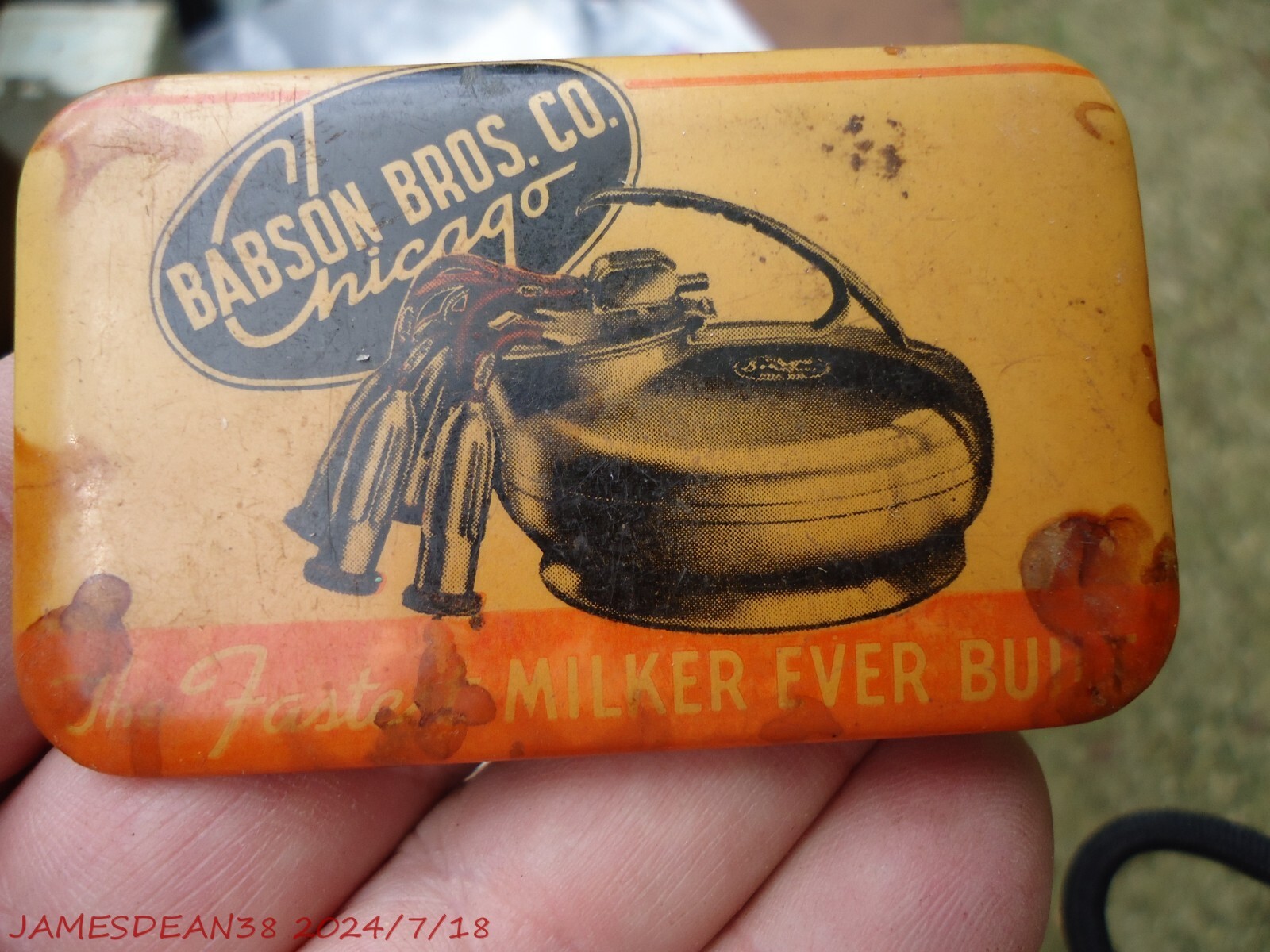 BABSON BROS. CO. THE FASTEST MILKER EVER BUILT ADVERTISING WHET STONE WHETSTONE