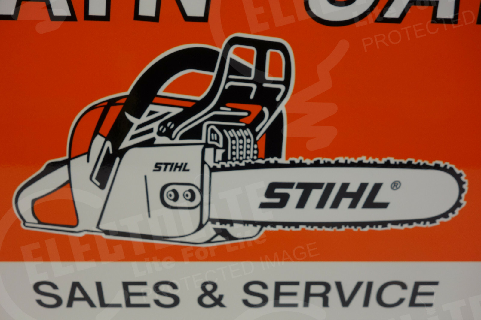 STIHL CHAIN SAW HEAVY STEEL DEALER DIE CUT Sign Rare ENAMEL 16&Prime; BY 20&Prime;