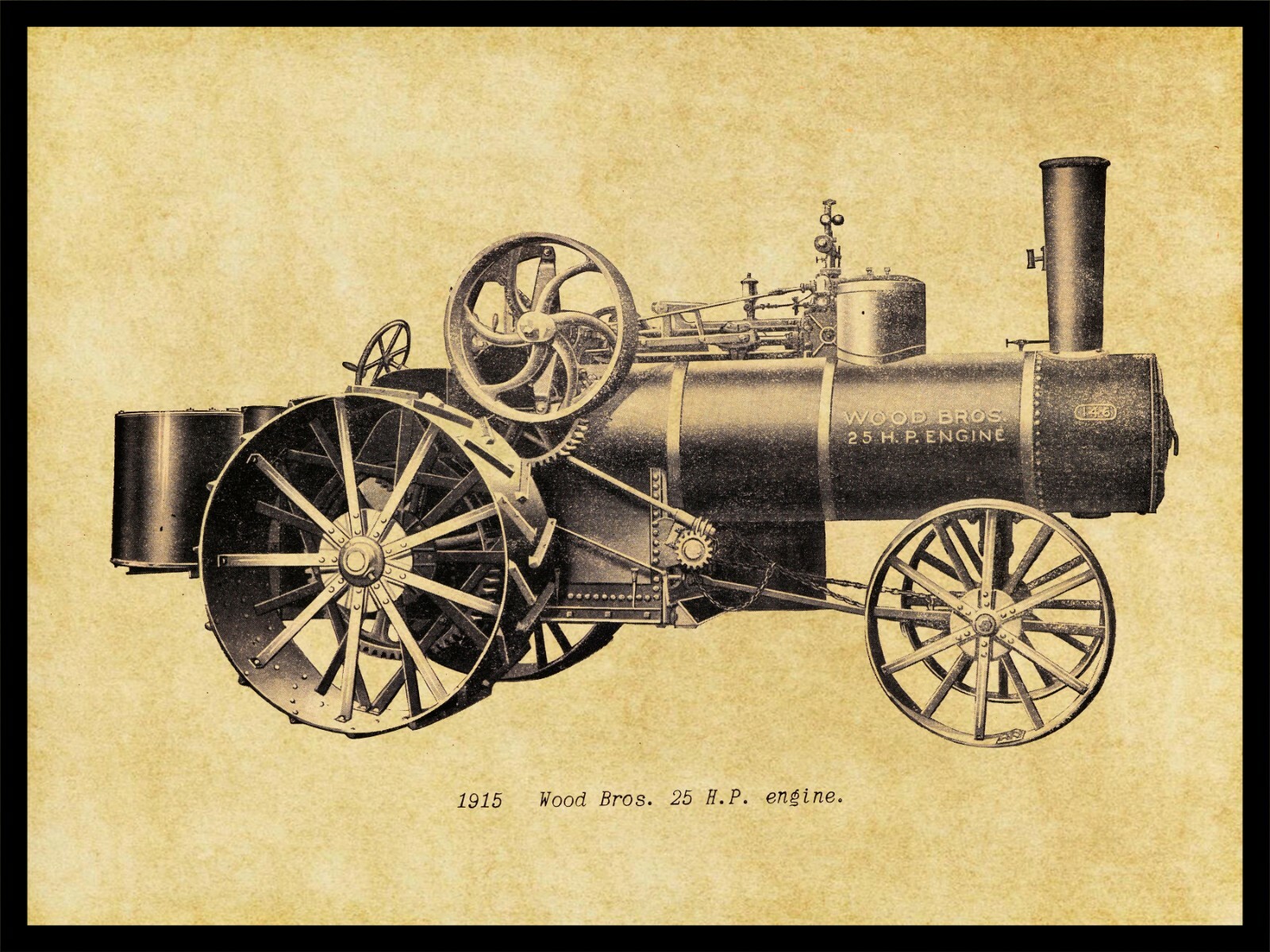 1915 Wood Brothers 25 HP Traction Engine NEW Metal Sign: Des Moines, Iowa