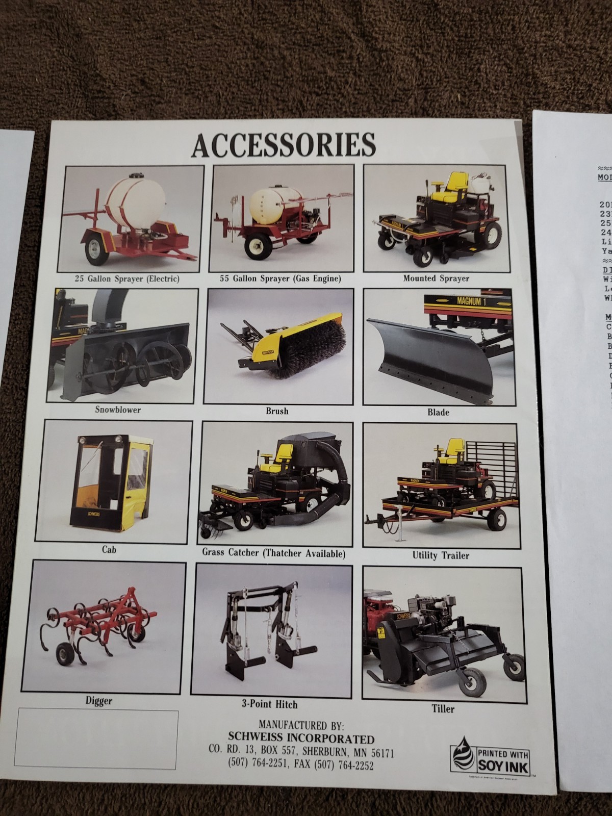Vintage 1995 SCHWEISS SALES BROCHURE Magnum Zero Turn Lawn Mower 2350 thru 7225