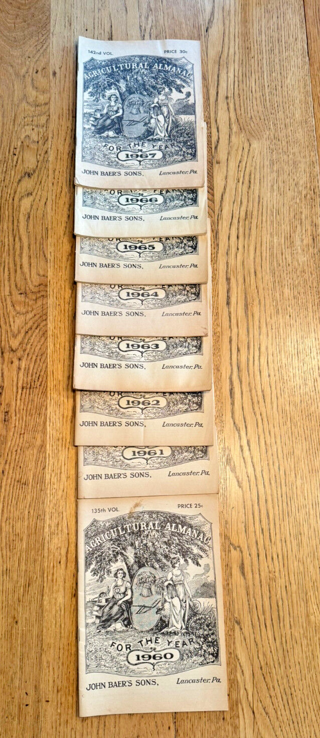 Lot of 19 John Baer&rsquo;s Sons Agricultural Almanacs, Lancaster PA 1949-1976 Plus+