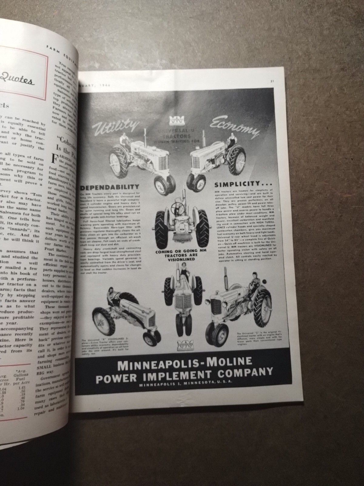 1946 edition of Farm Equipment Retailing Magazine.. School Days In Peoria Ill.