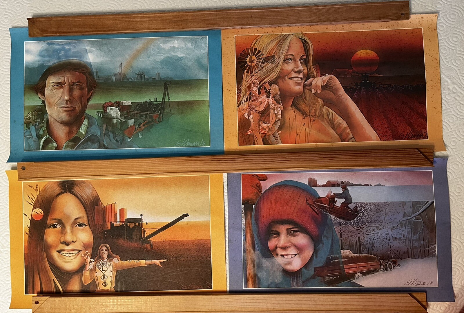 Vintage 80s Four Seasons Farm Family Agriculture Prints Posters Promo Monsanto