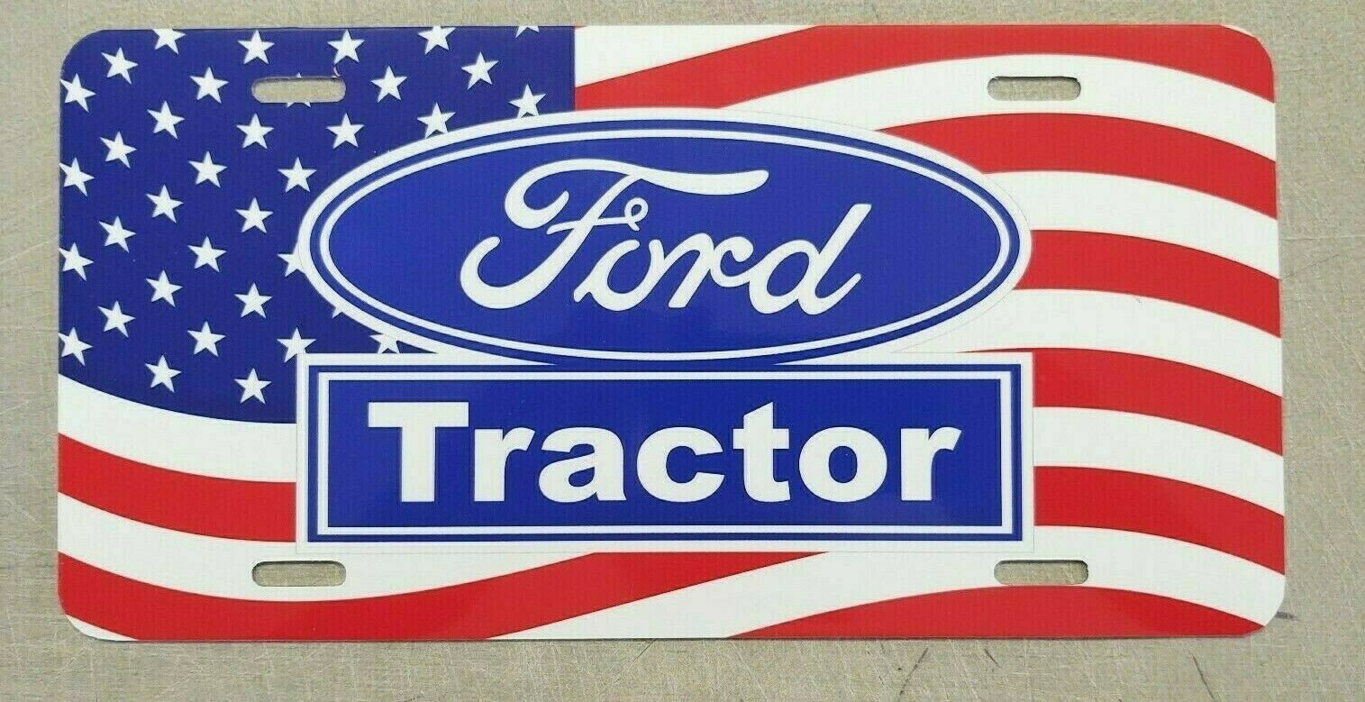 FORD TRACTOR (BLUE) – AMERICAN FLAG LICENSE PLATE