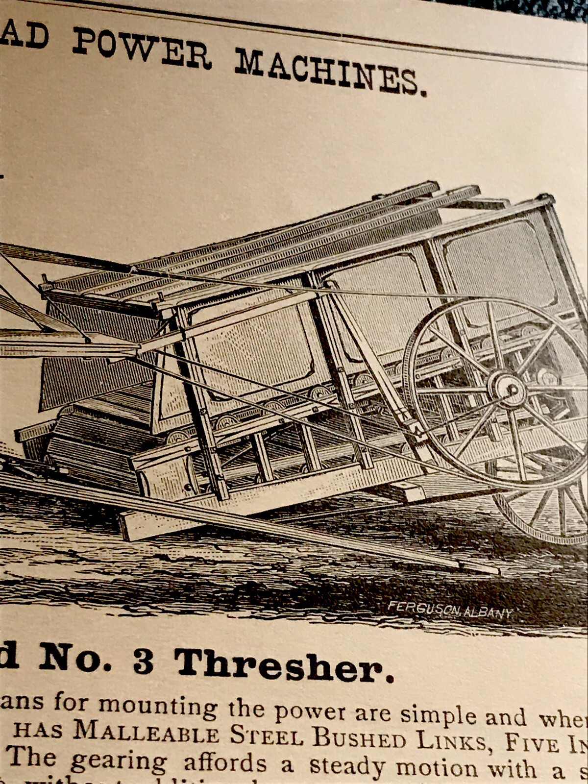 The Westinghouse Tread Power Machines No. 3 Thresher Farm Engraving Advertising