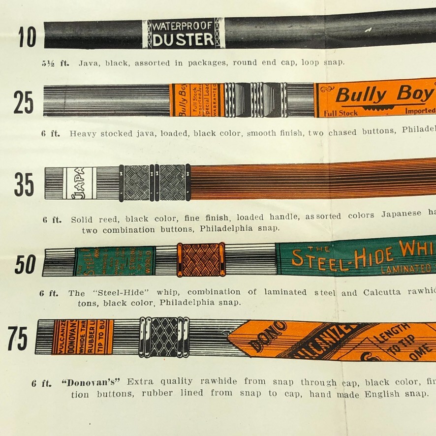c 1900 HORSE WHIP Bully Boy FARM Advertising SPRINGFIELD MO Western Sales Flyer
