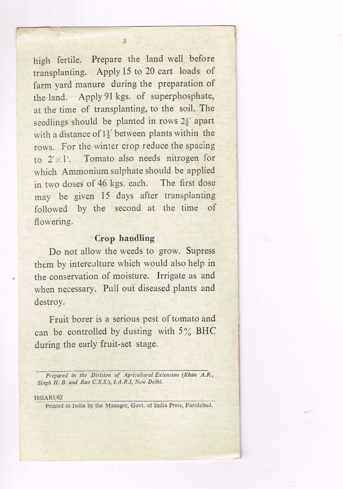 Vintage 1960s Farm Brochure India New Delhi Pusa Ruby Tomato Extension