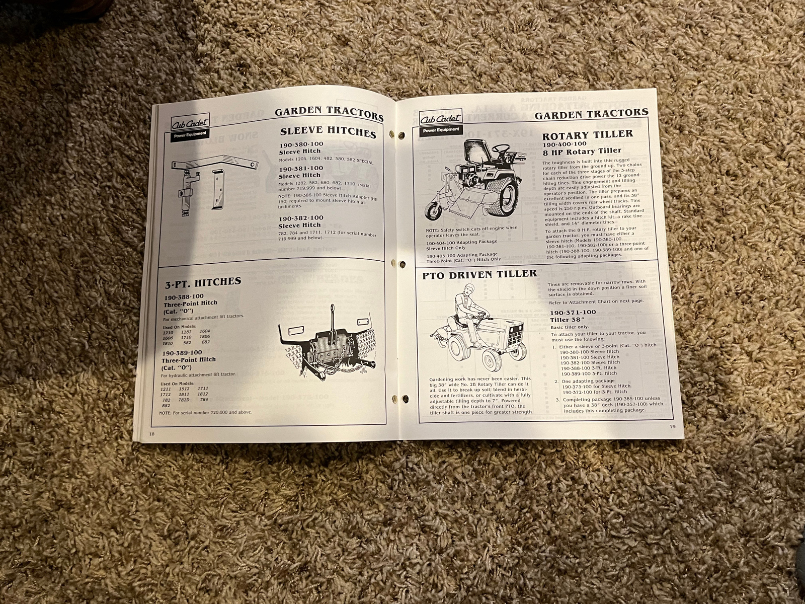 1987 CUB CADET ATTACHMENT GUIDE RIDERS, LAWN TRACTORS & GARDEN TRACTORS