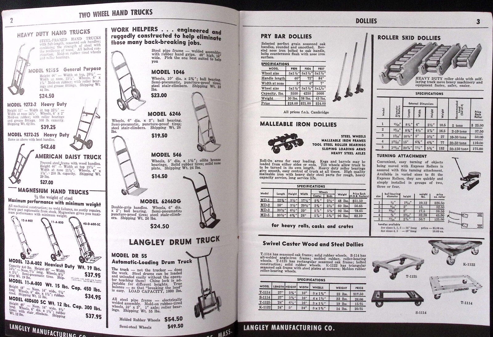 1961 Langley Handling Equipment Selector Catalog No.60 Material Handling Equip.