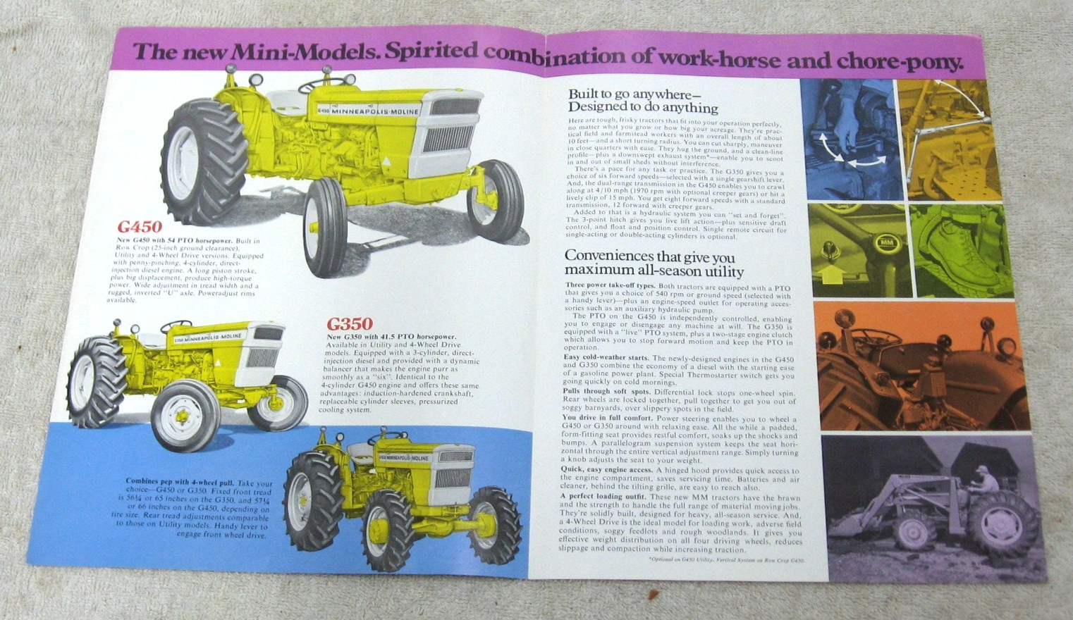 VINTAGE MINNEAPOLIS MOLINE TRACTOR G250 G450 BROCHURE