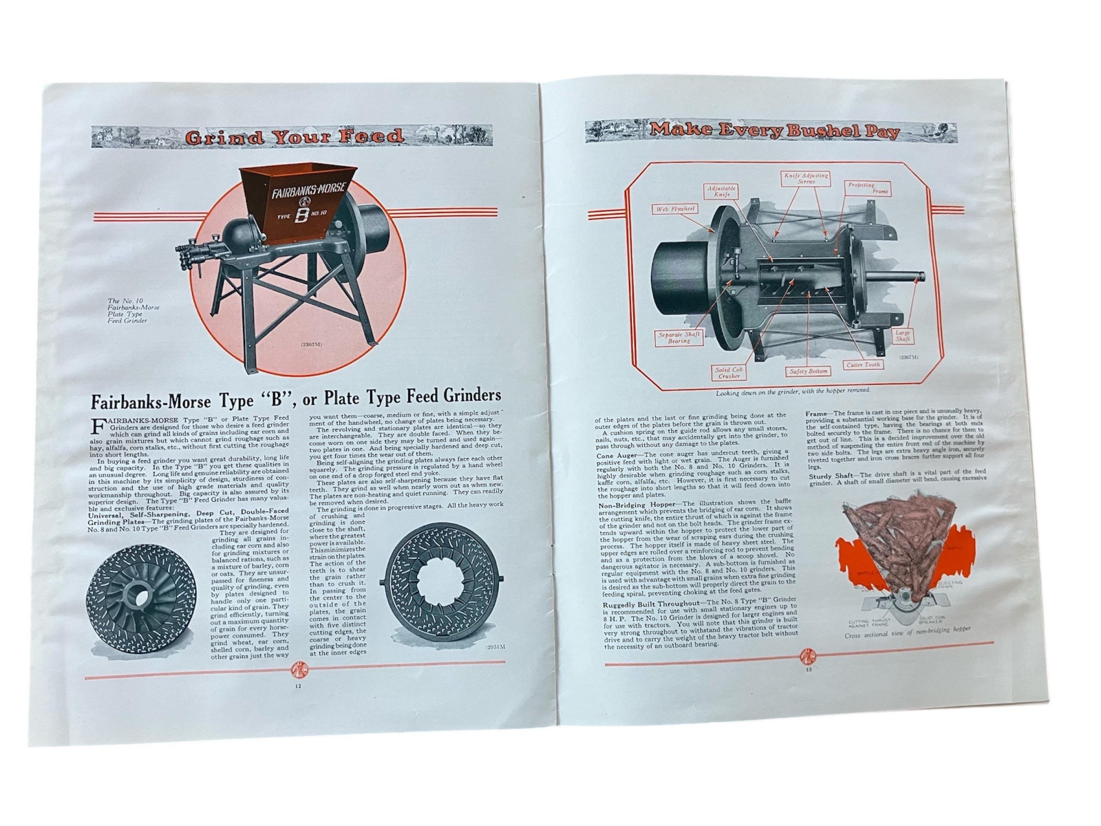 1920&rsquo;s Fairbanks Morse Hammer Type B or Plate Type Feed Grinders Bulletin H 403