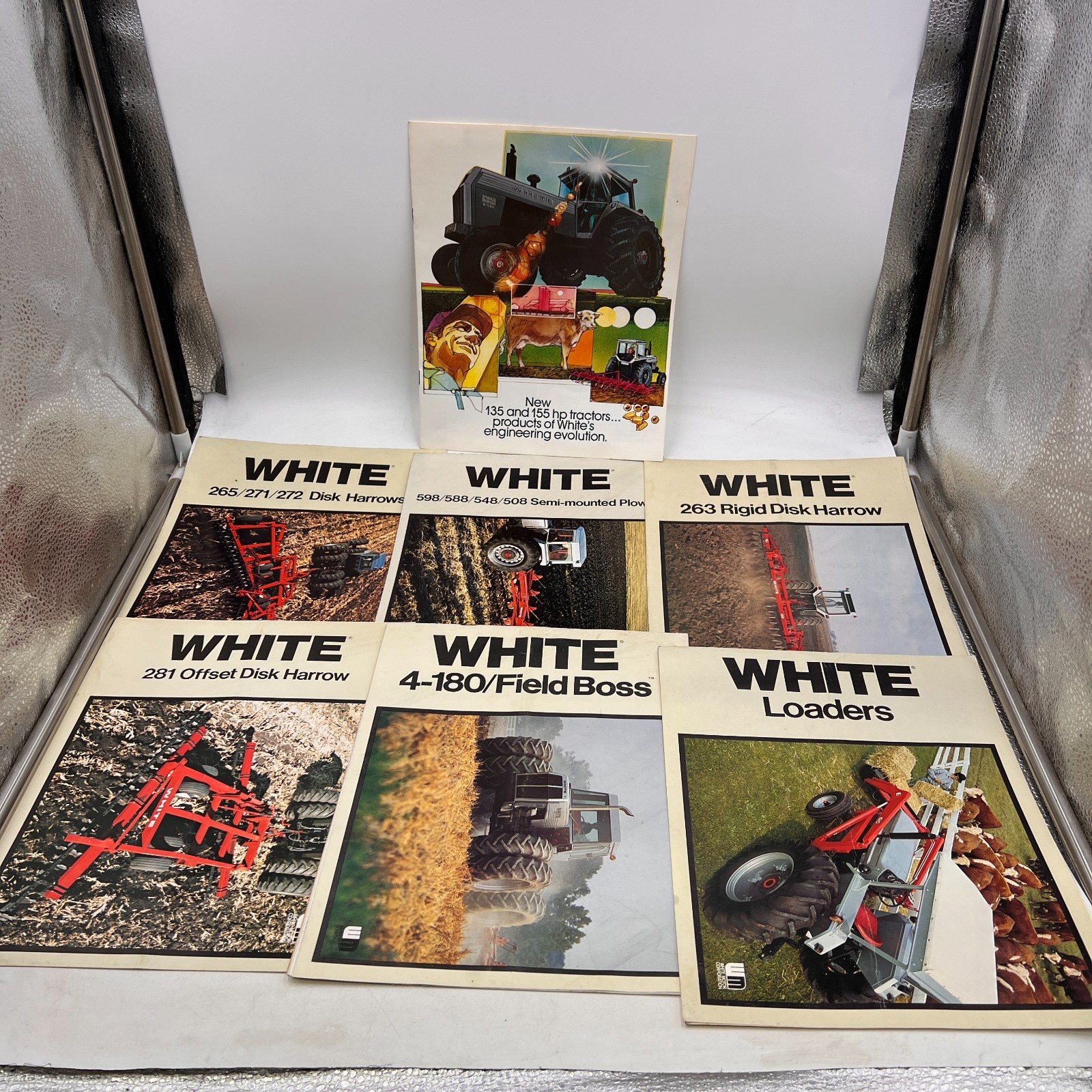 7 White Farm Tractor Equipment Brochure 4-180 Field Boss Disk Harrow Loader Plow