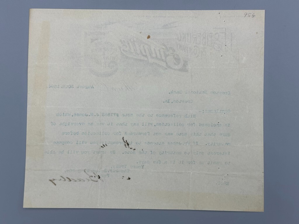 1894 Seiberling Co EMPIRE MOWERS Letter FARM Advertising AKRON Ohio