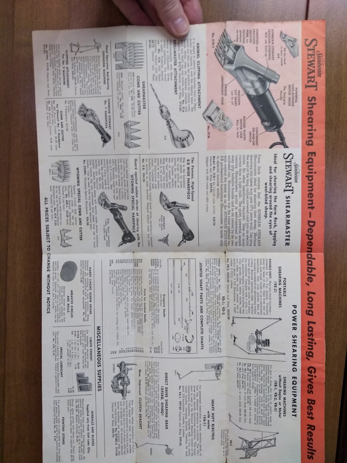 Sunbeam Stewart Shearing Clipping Equipment Catalog Pamphlet Vintage Farming Ad