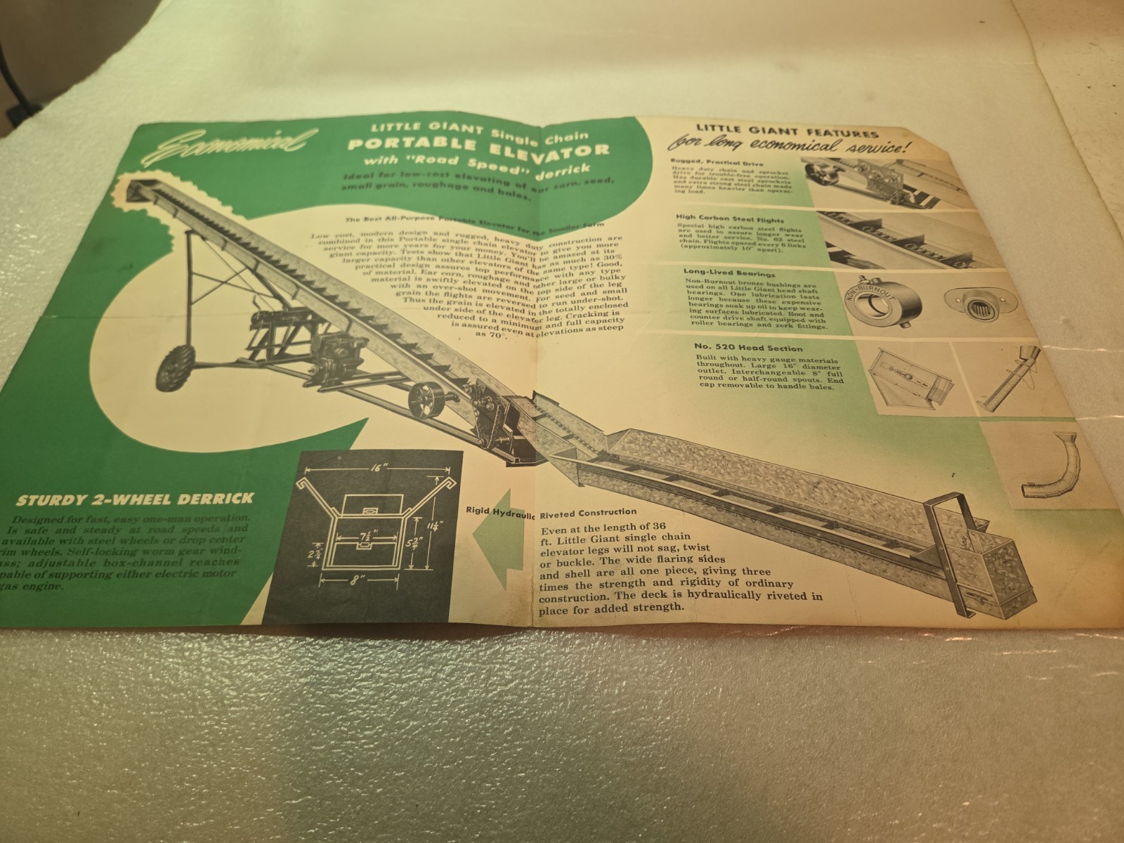 1950’s Little Giant Potable Elevators Sales Brochure Mailer-Bloomington Illinois