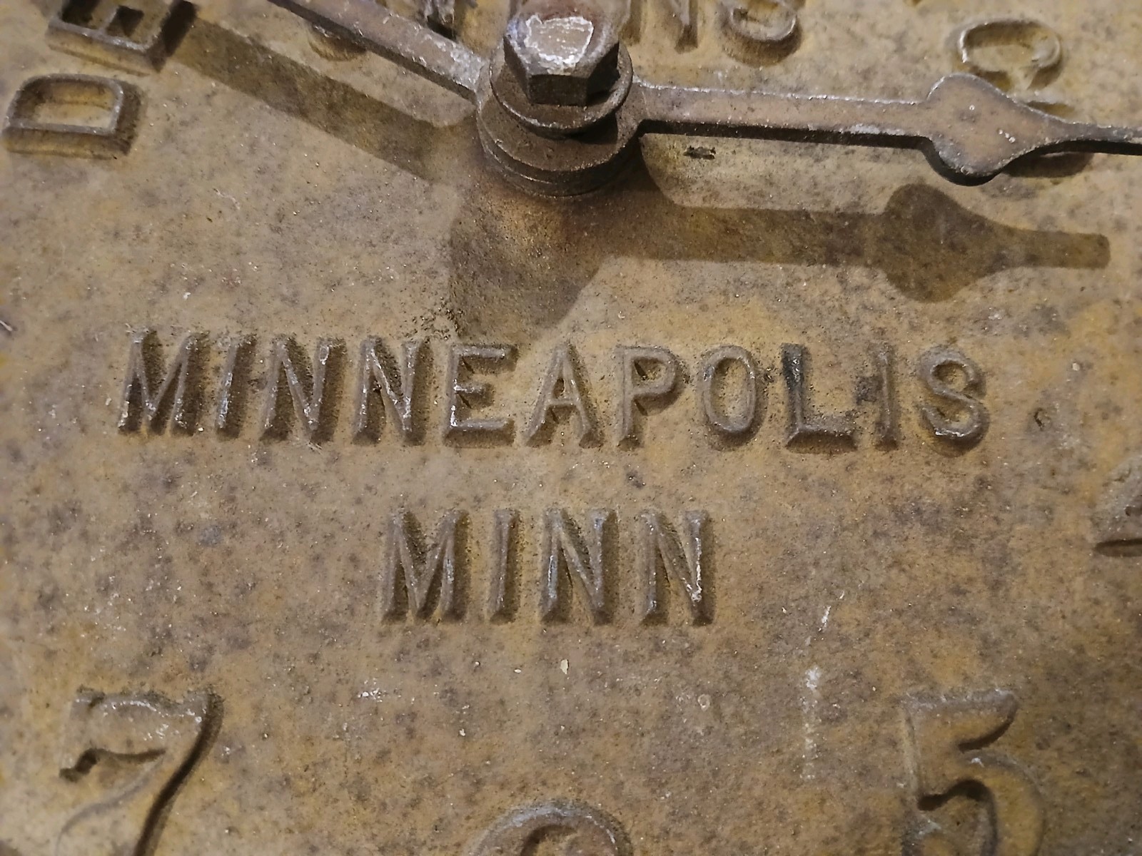 Antique Early Despatch Oven Clock Cast Iron Advertising Minneapolis Minnesota