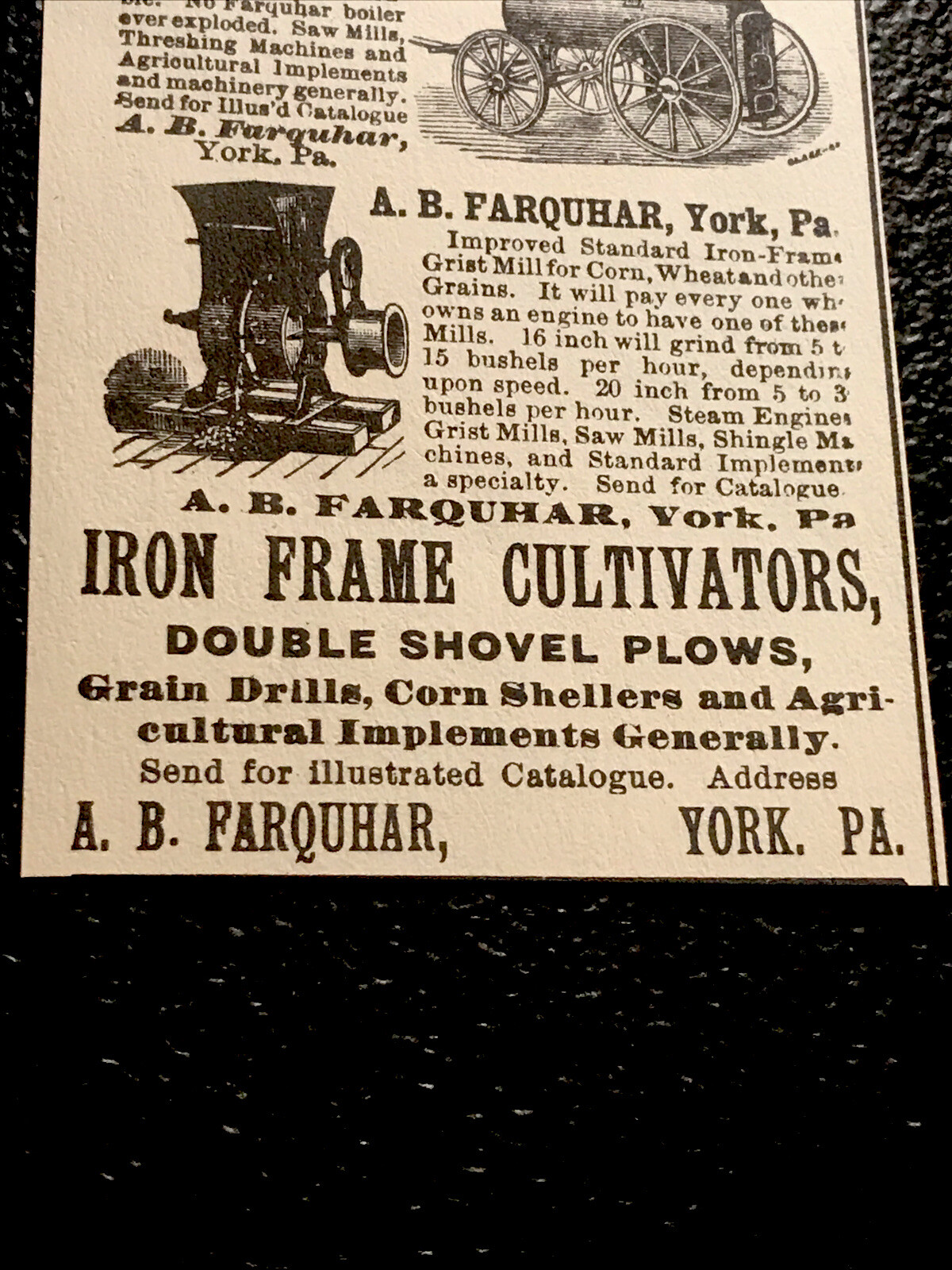 1889 Farquhar Plow Implement Farm Advertising – York – Pennsylvania