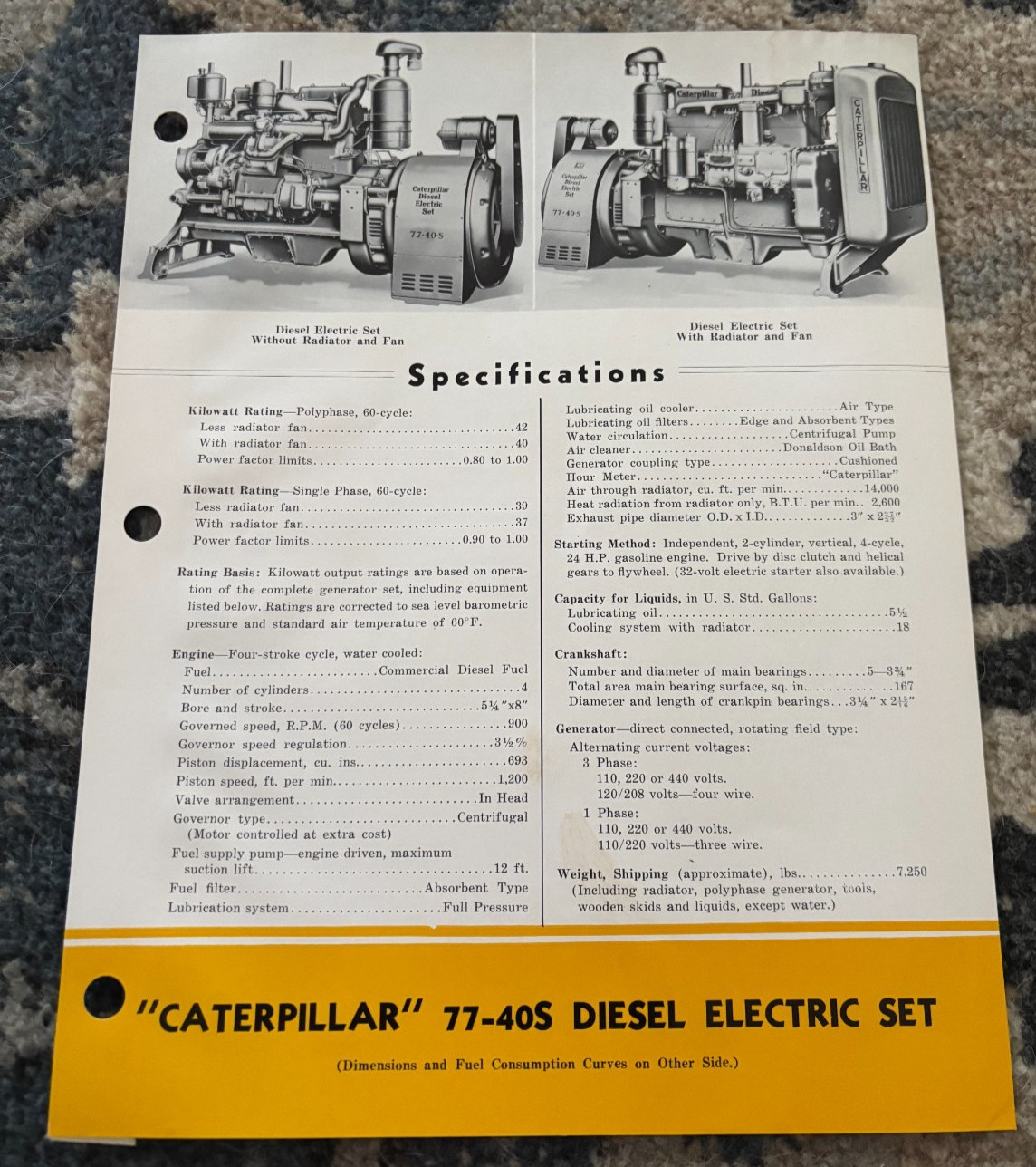 Caterpillar CAT 77-40S Diesel Electric Set Brochure DCPA25