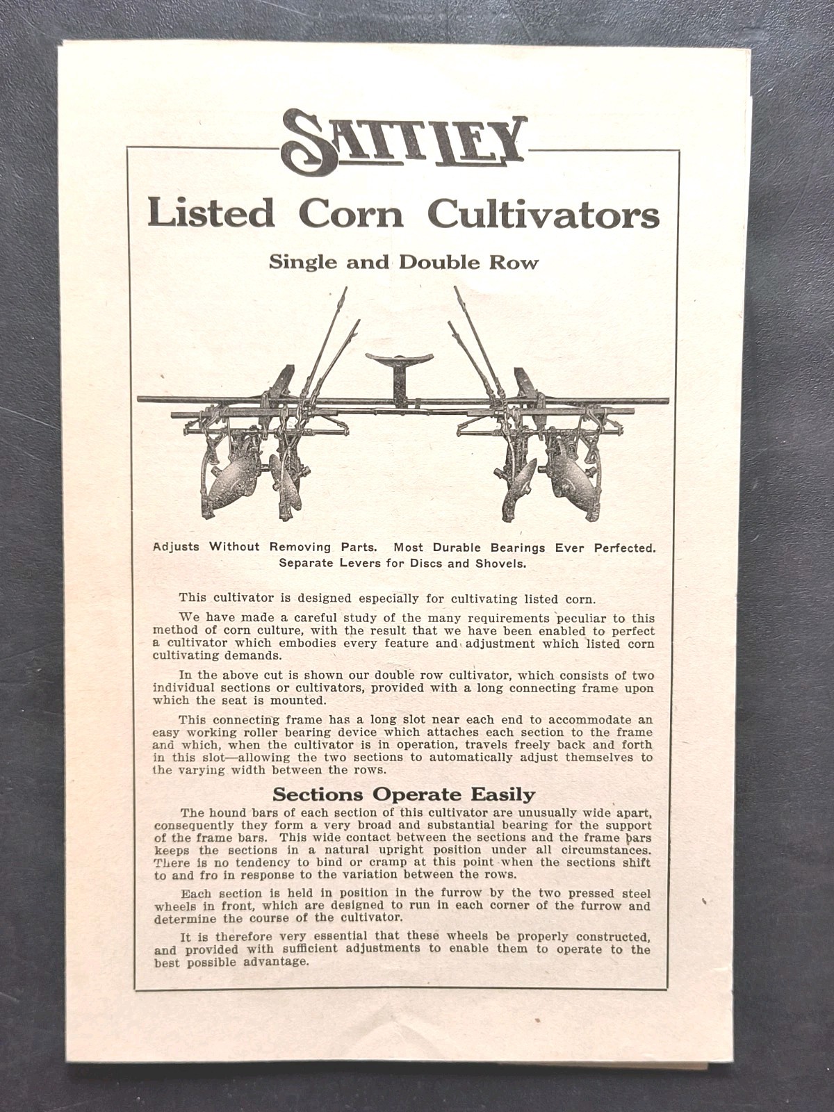 1910s Racine Sattley Farm Plow, Cultivator Lister Sales Brochure Advertising
