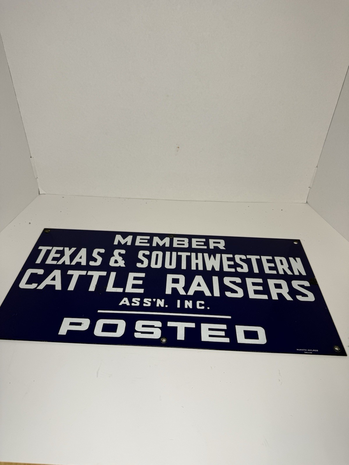 Vintage Porcelain Texas & Southwestern Cattle Raisers Association Posted Sign