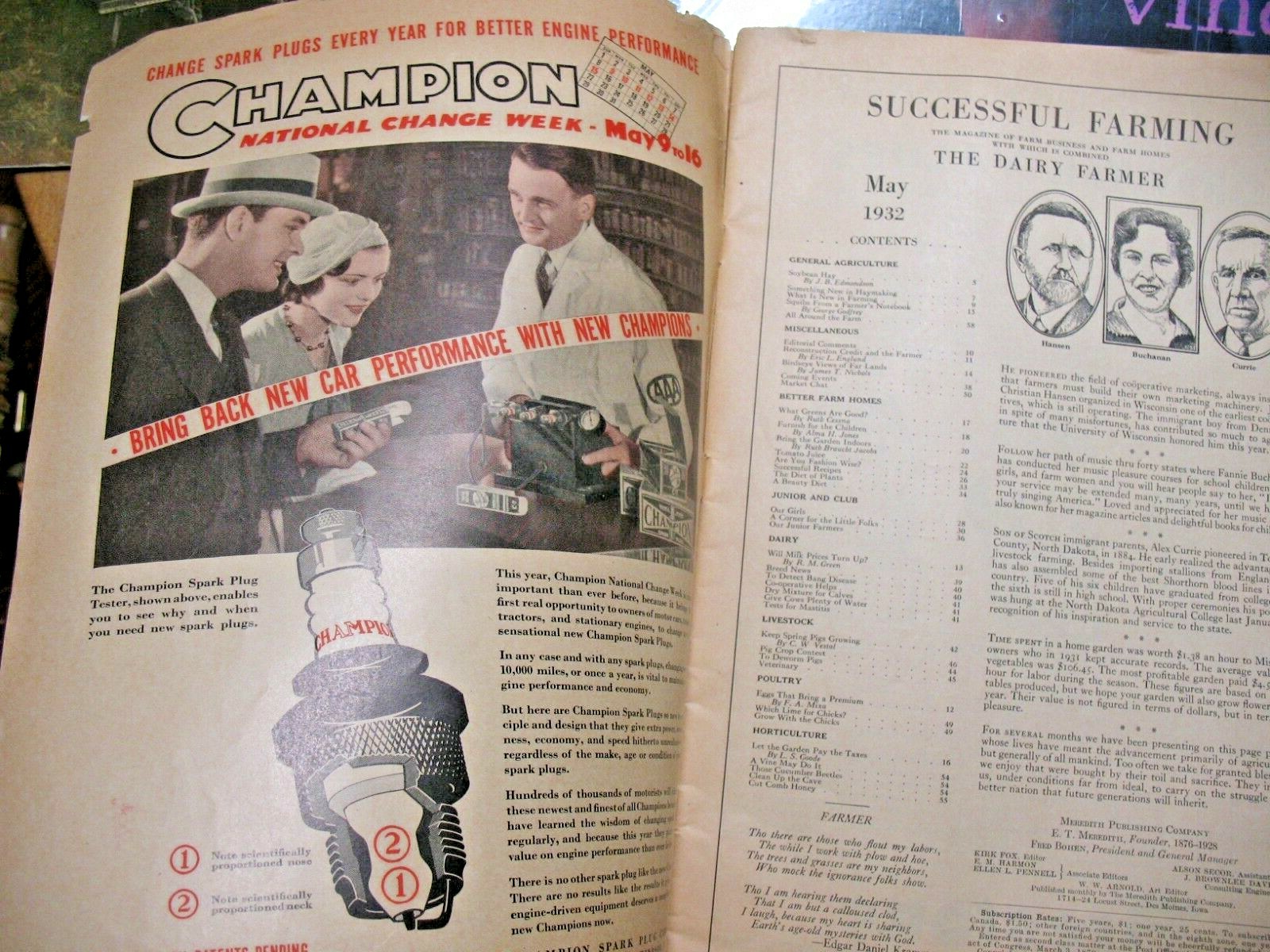 SUCCESSFUL FARMING THE DAIRY FARMER MAGAZINE MAY 1932 SINCLAIR OIL CO.AD