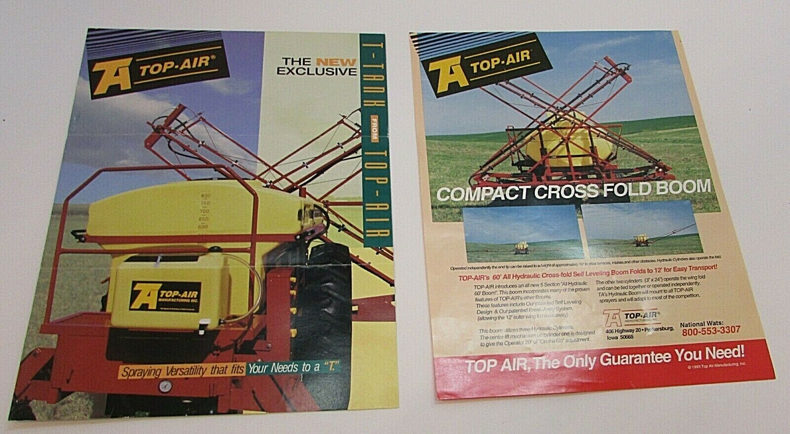 Two New Vintage 1993 1994 Top Air Parkersburg Iowa Farm Crop Sprayer Brochures