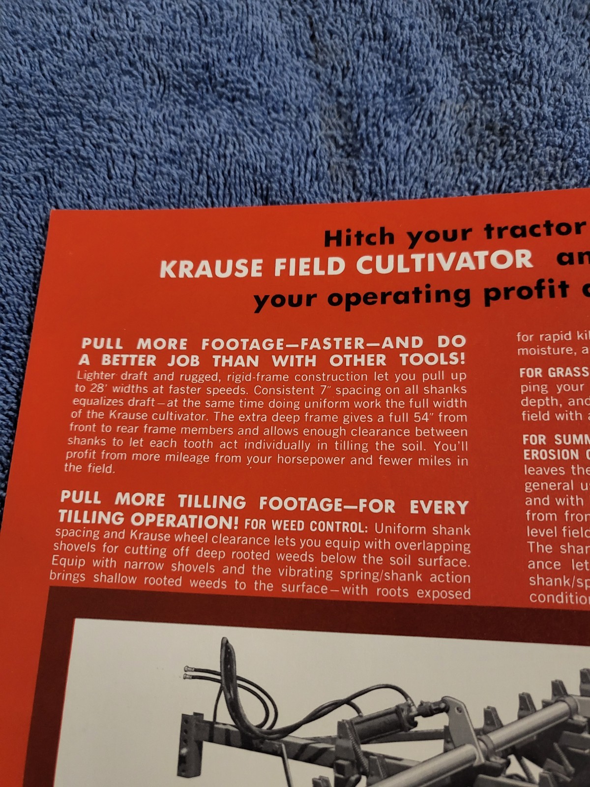 Vintage 1960s KRAUSE Field Cultivators 670-982 Sales BROCHURE Hutchinson, Kansas