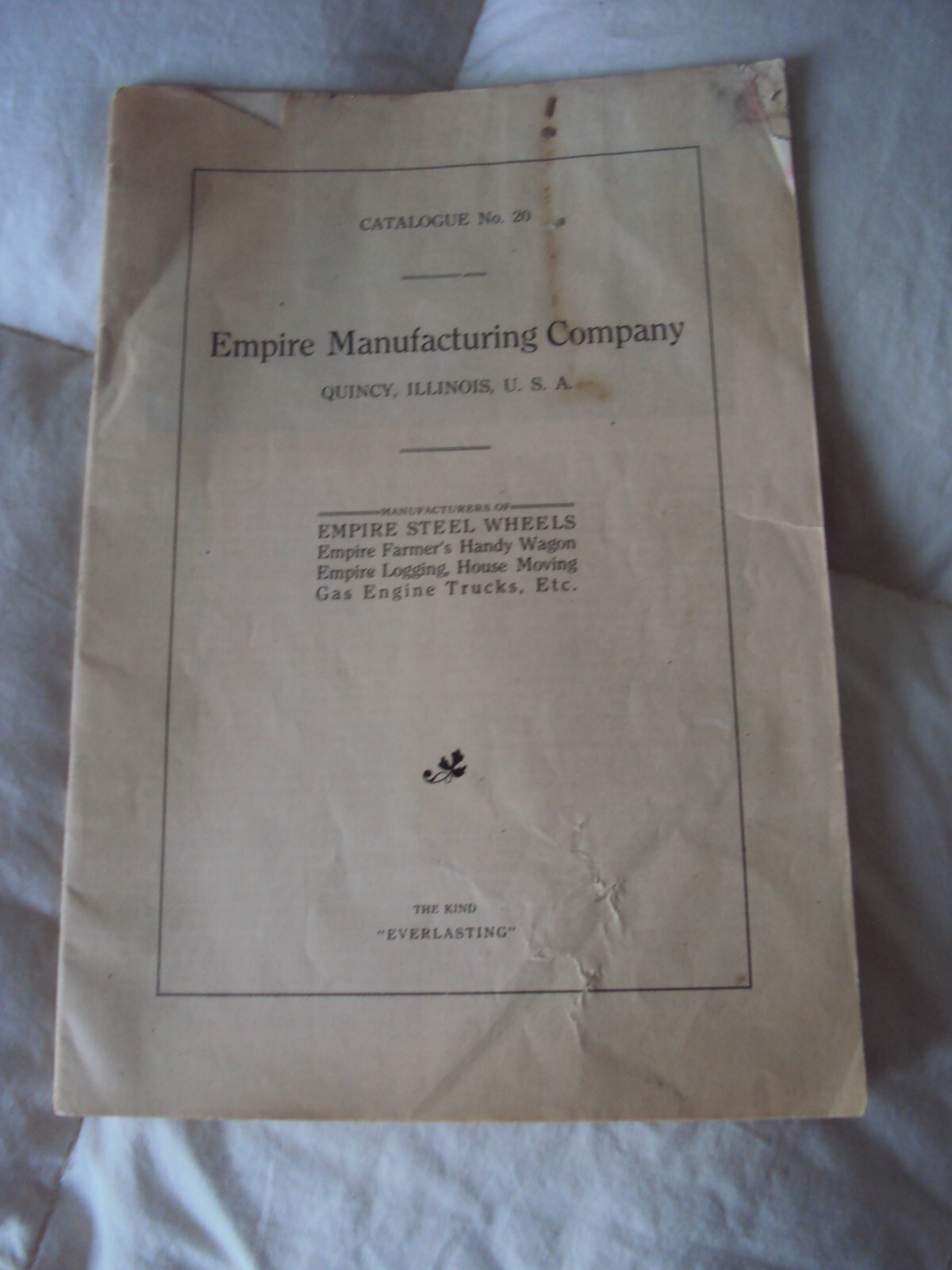 Empire Steel Wheels Catalog No 20 ca 1900 44 page Softbound Quincy IL