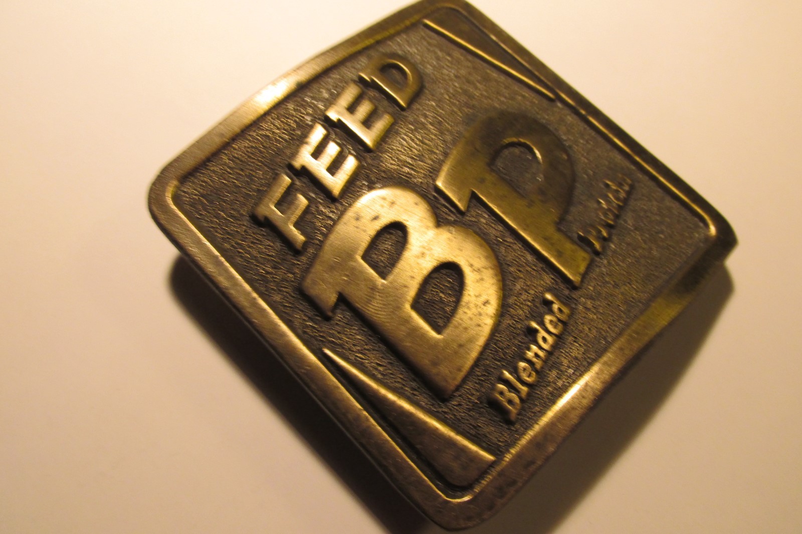 #A Vintage belt buckle Feed BP Blended Protein Farm Cattle livestock 1977 IL