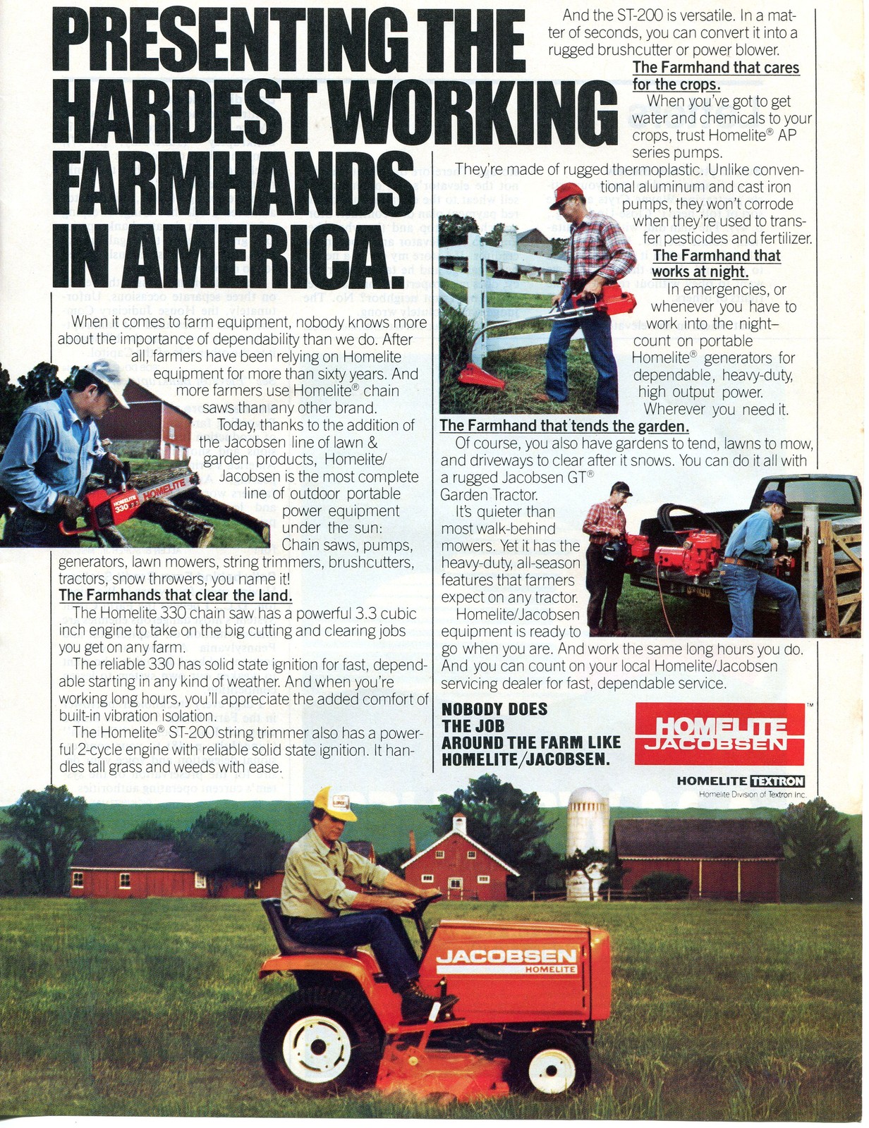1982 Jacobsen Homelite Textron GT Garden Tractor & Farm Equipment Print Ad