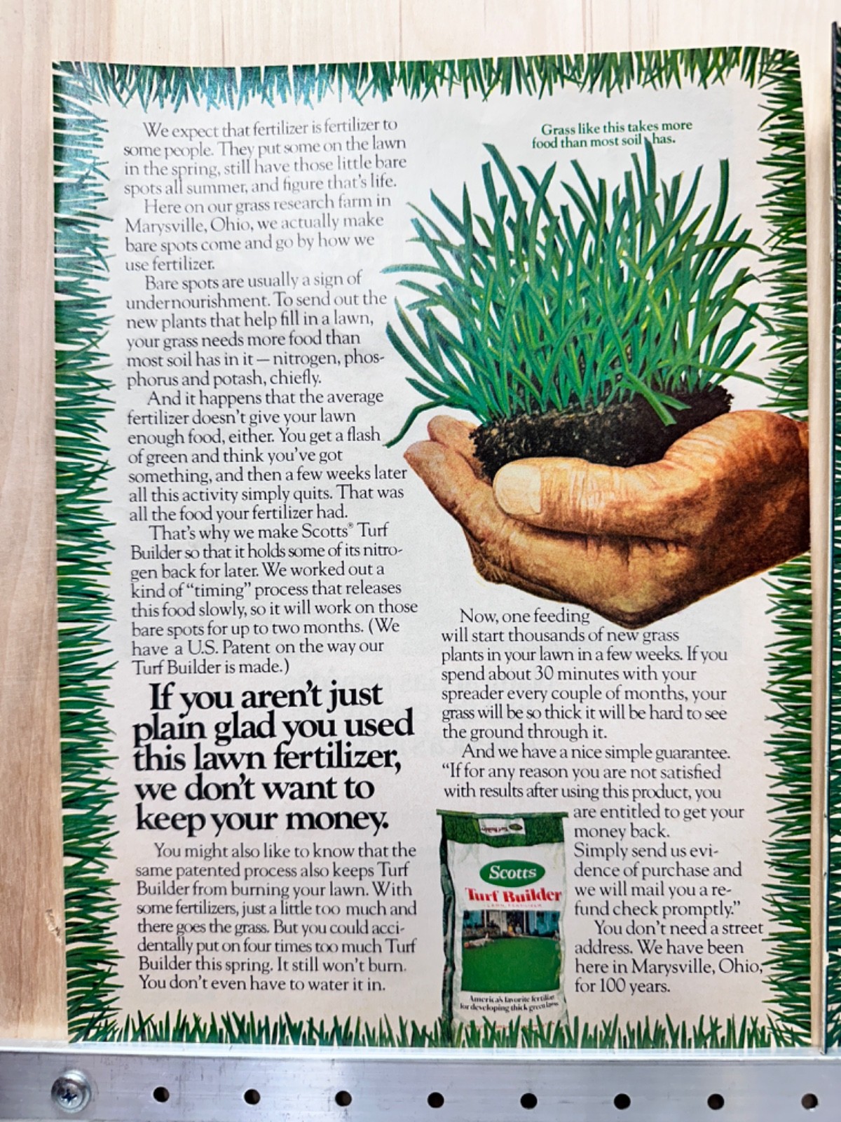 1976 Scott’s Turf Builder Lawn Fertilizer Vintage Print Ad Grass Yard