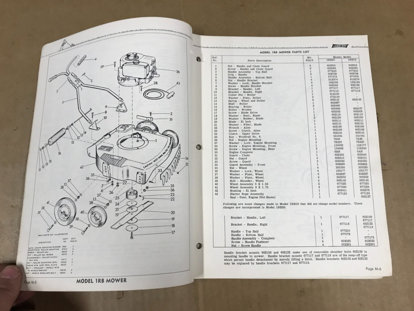 Vintage Lawn Boy Illustrated Parts List – Mowers & Engines – 1957