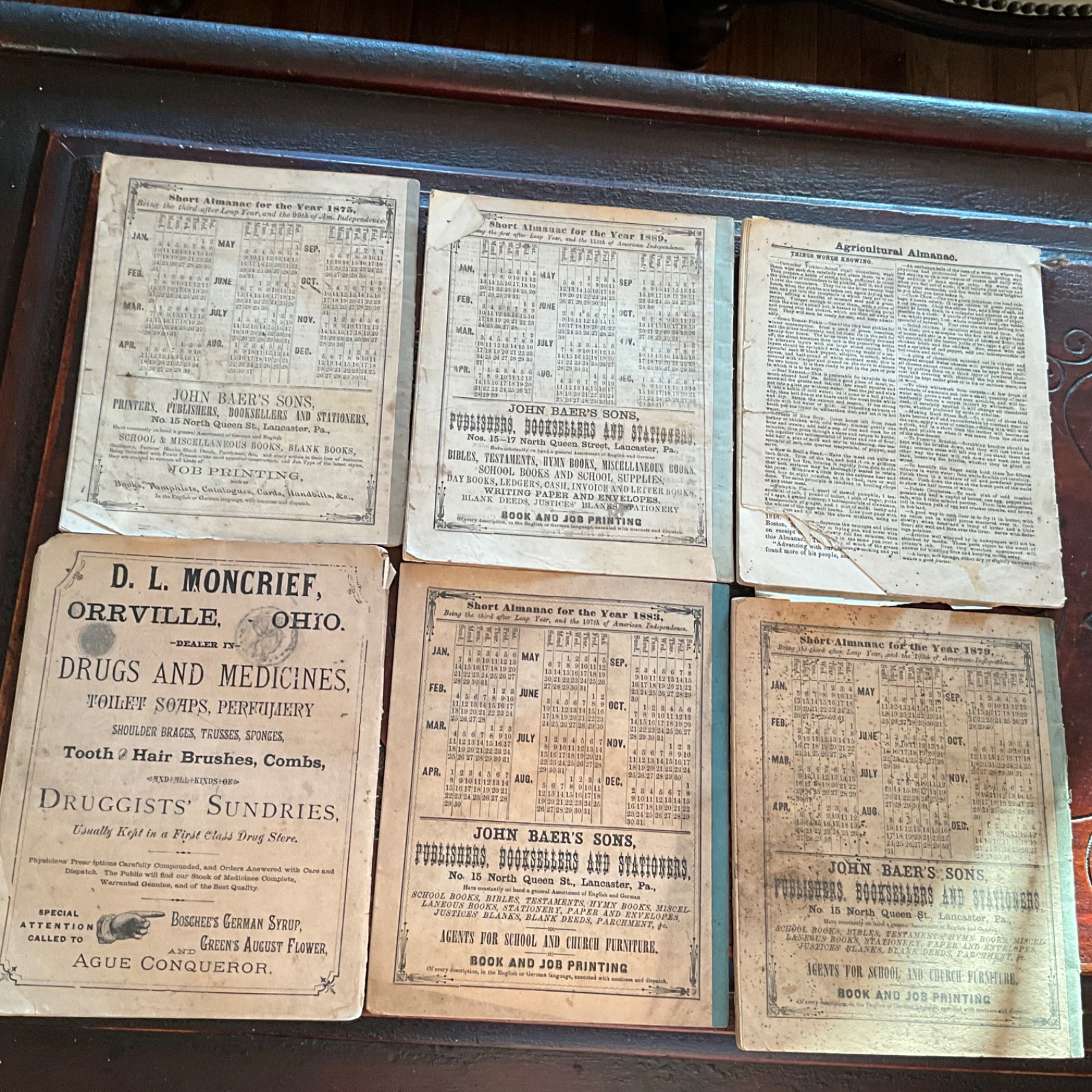 Antique LOT of 24 AGRICULTURAL ALMANACS 1837-1967 English German 19th C.