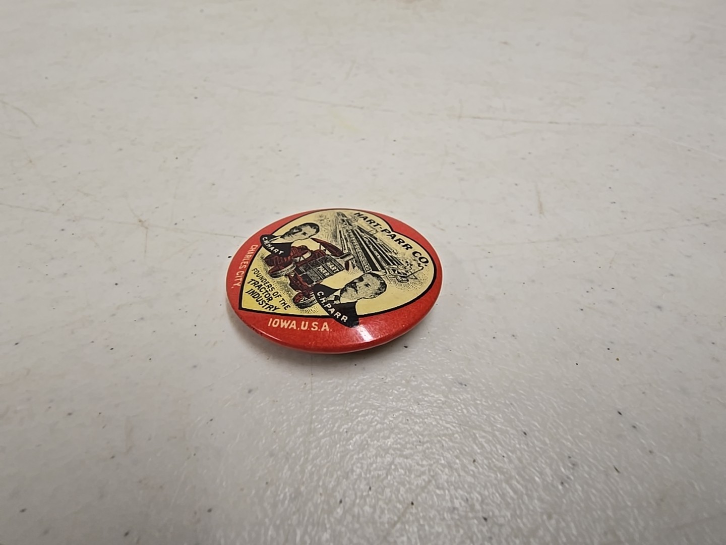 Antique Hart-Parr Charles City Iowa Tractor Industry Founder Celluloid Pinback