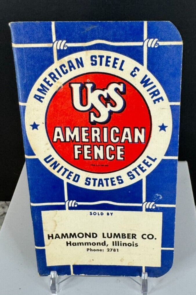 Vintage 1955 USS American Steel & Wire Hammond Lumber Co. Hammond IL Memo Book