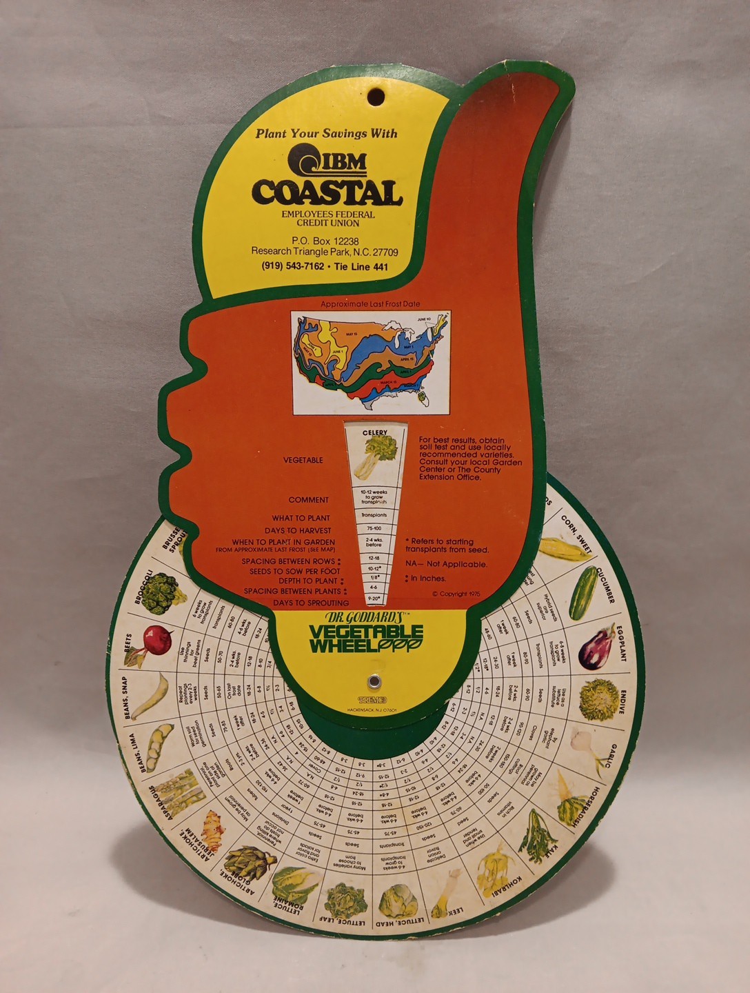 Vintage 1975 Dr Goddards Vegetable Wheel IBM Coastal Employee Credit Union