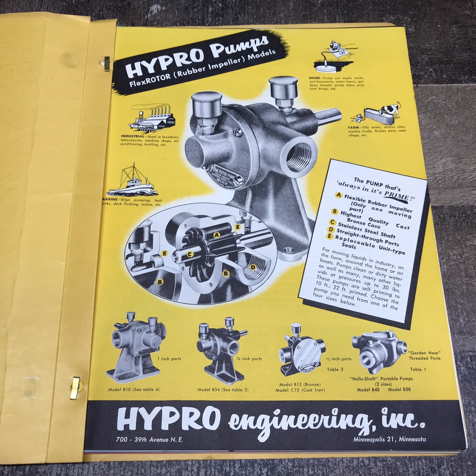 Vintage HYPRO Pumps Dealer Catalog Sales Flyer Specs Book Printed In USA 1957