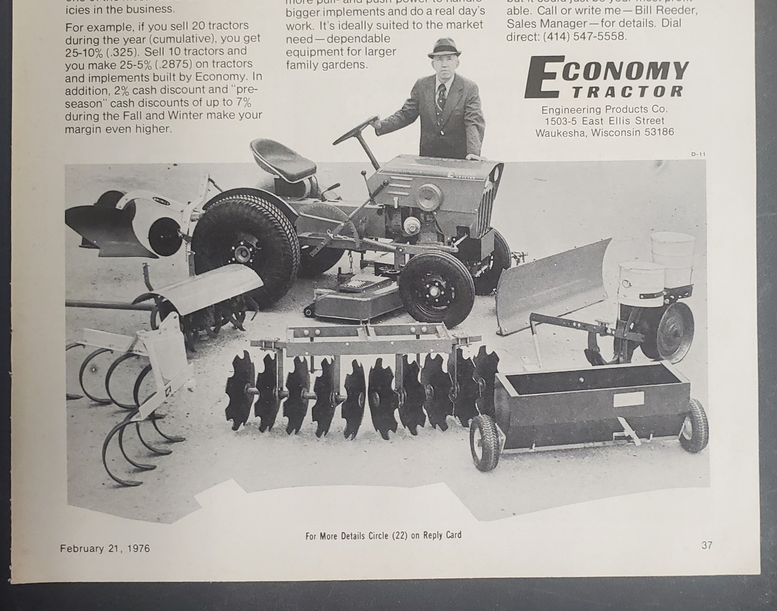Impliment Choices For Economy Tractor 1976 Magazine Advertisement