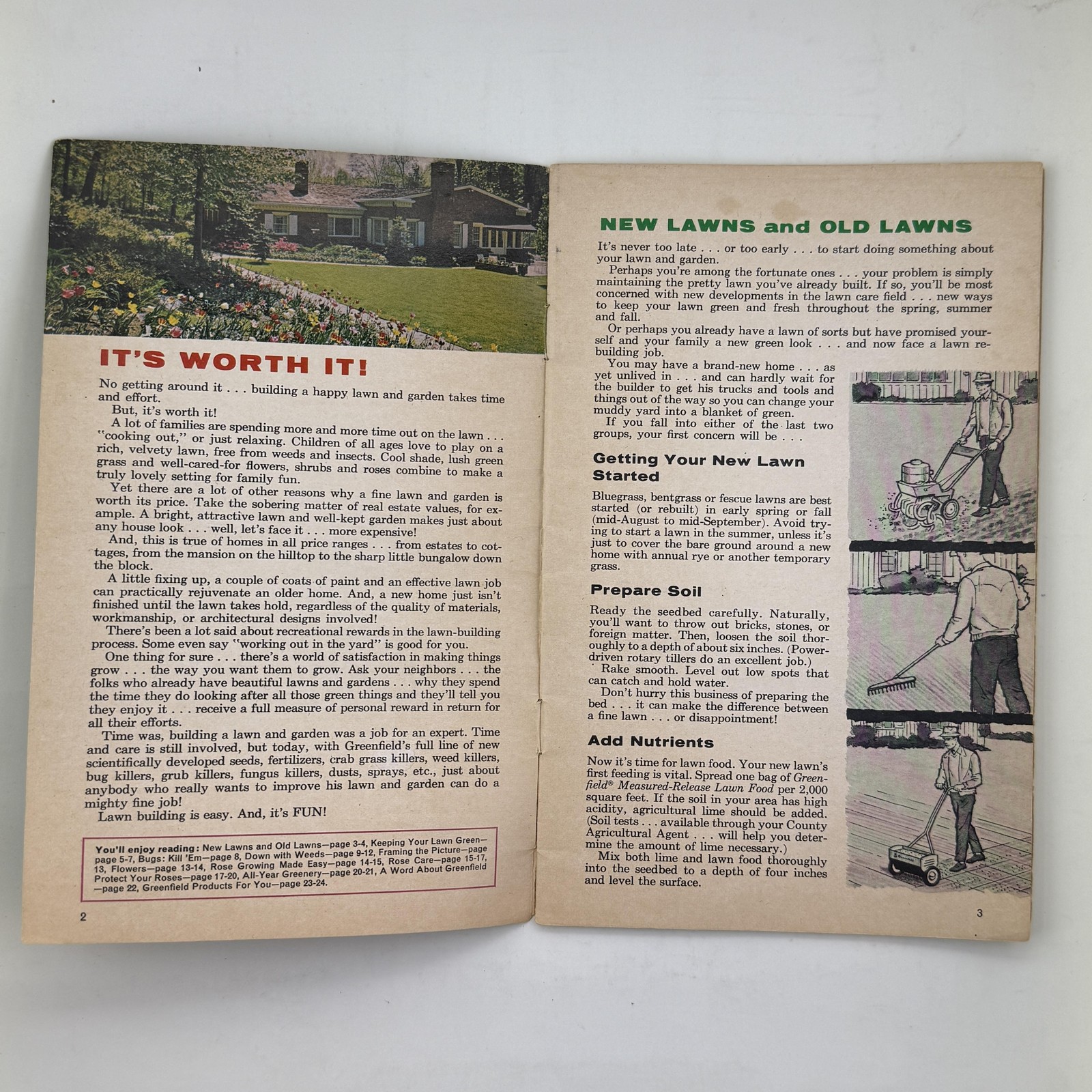 Vintage Greenfield All About Lawns And Roses Advertising Brochure Green USA