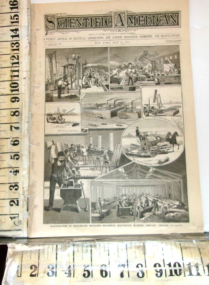 1881 McCORMICK HARVESTING MACHINE COMPANY MANUFACTURE REPORT