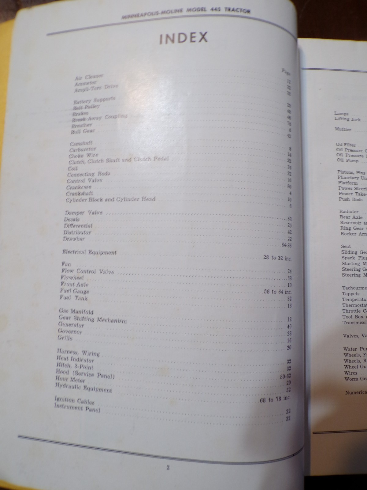 Minneapolis-Moline 445 Tractor Repair Parts Catalog 1955