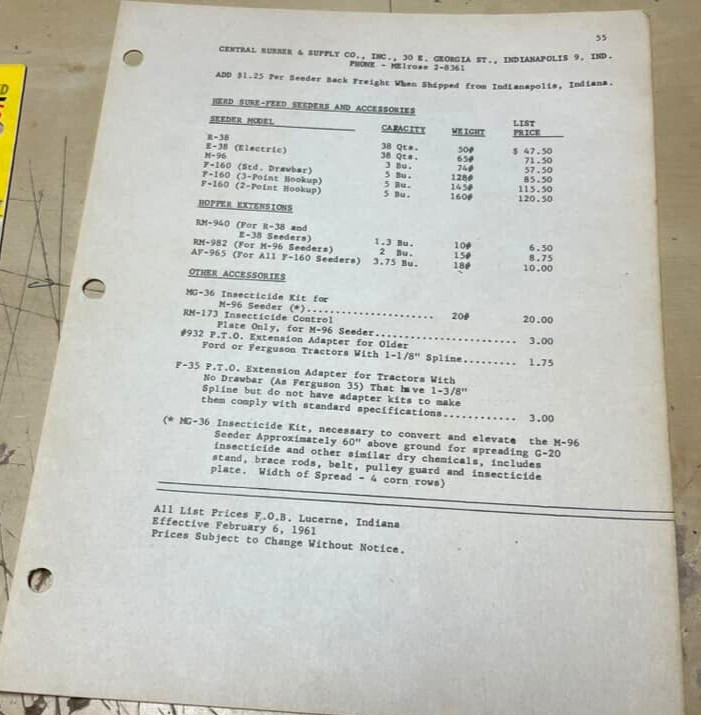 Vtg Herd Sure-Feed Broadcasters Granular Seed Distributor Brochure & Price List