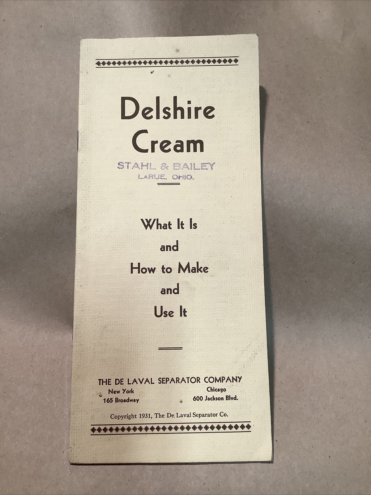 1930s Delshire Cream Brochure De Laval Separator INV-P0600
