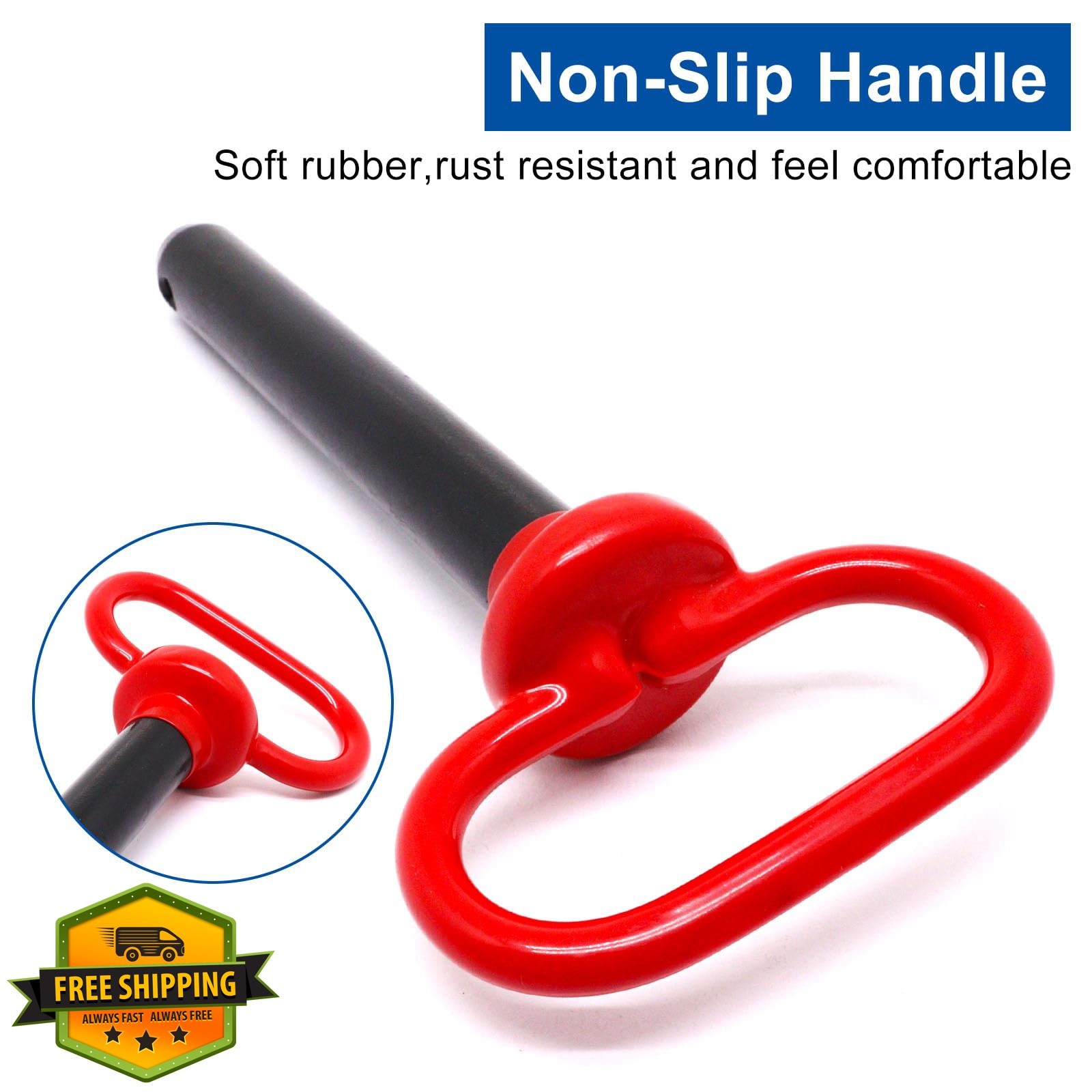 YuGtcen Hitch Pin 3/4 x 5 inch Red Handle Trailer Clip
